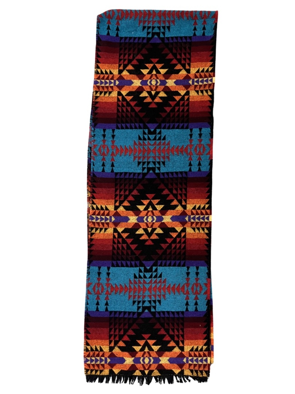 Pendleton Southwestern Jacquard Wool Scarf Fringe Bold Colorful Native American